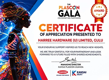 Plascon Certificate of Appreciation